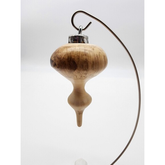 Handmade Set of 2 Wooden Ornaments Unique Finial Shaped Light wood Minimalist - Picture 3 of 12